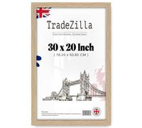 TradeZilla | Large Oak Picture Frames (76.20 x 50.80 CM) - 30 x 20 Inch Wood Finish, 762 x 508 mm Frame, 30 x 20 Clear Perspex [ Oak ]