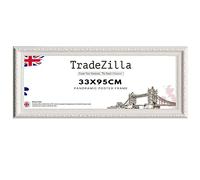 TradeZilla Large White Ornate Shabby Chic 33x95 CMPicture/Photo/Poster Vintage Antique frame for Art Prints, Vertically or Horizontally, Wall Mounting Hardware Included (White)