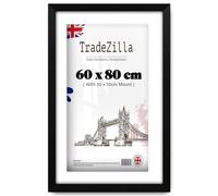 TradeZilla | Minimalist (60 x 80 cm) Matt Black Posters Frame with 70 x 50 cm White Mount Natural Eton Wood 600 x 800 mm Frame|Home Bar Room Decoration [ Matt Black ]