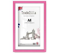 TradeZilla | Minimalist MDF Picture Frame A1 (59.40 x 84.10 cm) With A2 (594 x 419 mm) White Mount Wall Mounted | 23 x 33 Inch Poster, Certificate, Photo Frame for Home & Work Interiors [ Pink ]