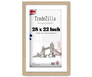 TradeZilla | Modern 711.2 x 558.8 mm Oak Photo Frame With 609.6 x 457.2 mm White Mount | Wall Decoration Photos Canvas Paintings Art Gallery (71.12 x 55.88 cm) [ Oak ]