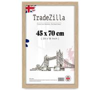TradeZilla Modern Flat Rectangle Poster Frame 45 X 70 CM Oak Moulding 30 X 15 MM Wall Mount 28 X 18 INCH Picture Frame With Secure Back Panel Sl dge Trim For Living Room Display