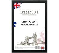 TradeZilla Modern Large Black Maxi Poster Frame 61 x 91.5cm (24 x 36 Inch)- Landscape or Portrait Display- With Wall Hanging Hooks - For Living Room & Office Wall Gallery Decor (Black)