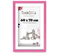 TradeZilla | Modern MDF Wood Frame (60 x 70 cm) With 600 x 500 mm White Mount Professional Display | 28x24 Inch Photo, Poster, Wall Mount Picture Frame for Living [ Pink ]
