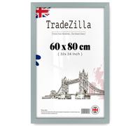 TradeZilla | Modern Silver 32 x 24 Inch Poster Frame - 600 x 800 mm Engineered Wood, Easy Installation with Clips & Hangers (60 x 80 CM) [ Silver ]