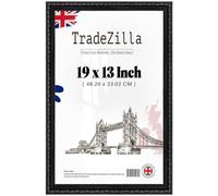 TradeZilla Ornate 19x13” Shabby Chic Polcore Frame in Classic Black | Elegant Vintage Style for Photos, Posters & Art Display | MDF Back & Perspex Front - (Black)