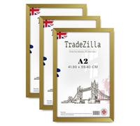 TradeZilla pack of 3 Classy Gold A2 (41.90 cm x 59.40 cm) MDF Poster Frame for Family Photos Rectangle Wall Decoration 16 Inch x 23 Inch - [ Gold ]