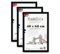 TradeZilla Pack of 3 Premium Poster Frame (40 x 60 CM) | Handmade Rectangle MDF wood Finish 24 x 16 Inch Display Perspex for Wall For Art, Picture, Gallery [ Black ]