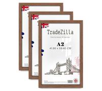 TradeZilla pack of 3 Traditional Picture Frame A2 (41.90 x 59.40 CM) - 419 x 594 mm Strong & Clear Perspex For Print/Photo/Wall Gallery-Family Photos 23x16 Inch [ Walnut ]