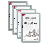 TradeZilla pack of 4 Luxury Medium Flat Style (30 x 45 CM) Engineered Wood Silver Frames -Ideal for Modern Home Décor 18 x 12 Inch [ Silver ]