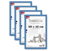 TradeZilla pack of 4 Medium (30 x 45 CM) Frame, 100% Engineered Wood Solid, 12 Inch x 18 Inch Picture Frame for Wall Mounting 300 x 450 mm [ Blue ]