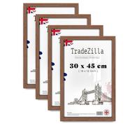 TradeZilla pack of 4 Modern 300 x 450 mm Walnut Photo/Poster Frame Shatter-Resistant Perspex | Wall Decoration Photos Canvas Paintings Art Gallery (30 x 45 CM) [ Walnut ]