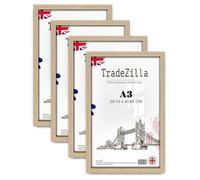 TradeZilla pack of 4 Traditional Picture Frame A3 (29.70 x 41.90 CM) - 297 x 419 mm Strong & Clear Perspex For Print/Photo/Wall Gallery-Family Photos 16x11 Inch [ Oak ]