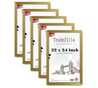 TradeZilla pack of 5 Flat Poster Frame (81.28 x 60.96 CM) - 32 x 24 Inch Decorative Frame for Posters, Prints, Artwork 2' 8" x 2' 0" [ Gold ]