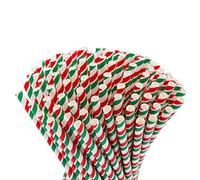 TradiNB Paper Straw, 100 Pieces, 23 cm Long, Italian Flag Design. Disposable, Biodegradable, Environmentally Friendly Drinking Straw
