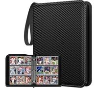 Trading Card Album, 900 Pocketes PU Card Binder, Standard Size Card Holder, Portable Card Collector for Card Display and Organization for Pokemon/Game Card (Carbon Black, 9 Pockets)