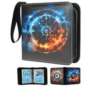 Trading Card Binder 1 Pocket, Collectible Trading Card Albums Fits 80 Cards with 40 Removable Sleeves,Waterproof Card Holder Album for TCG, MTG, Sports Cards(Fire & Ice Magic, 80P)