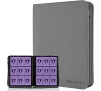 Trading Card Binder,360 Pockets Trading Card Holder Book, Premium PU Cover Zip Folder Binder, Side Loading Carrying Case Binder Album for TCG, MTG,Sports Cards, Game Cards (Gray)