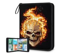 Trading Card Binder 4 Pocket Day Of The Dead Skull Cards Binder Holder Folder Card Album with Removable Sleeves Waterproof Card Book with Zipper 50 Page 400 Card Capacity