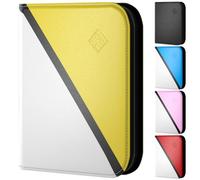 Trading Card Binder 4 Pocket - With 50 Pages + 400 Slot Capacity, Top Loading Sleeves, PU Leather Cover, Card Folder & Collector Album for Standard Size Trading Cards, TCG & Sports Cards - Yellow