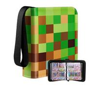 Trading Card Binder 400 Pocket, 50 Sleeve Anime Card Holder for TCG Anime Game Cards, 3 Ring Card Binder with Green Checkered Design, Trading Card Folder Collection Albums for Boys Girls