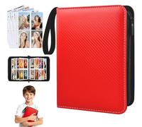 Trading Card Binder 400 Pockets - PU Leather Card Collection Folder Zip with Carry Strap, 4 Pocket Photocard Album Binder Top Loader Trading Card Folder for Games, Sports, TCG, MTG,Football Gifts
