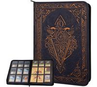 Trading Card Binder - 9 Pocket Album w Zipper - 360 Side Loading Folder for TCG - 3D PU Leather - For MTG, Disney Lorcana Trading Card Game, Magic The