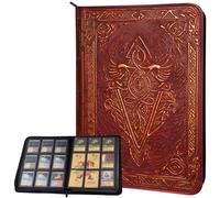 Trading Card Binder - 9 Pocket Album w Zipper - 360 Side Loading Folder for TCG - 3D PU Leather - For MTG, Disney Lorcana Trading Card Game, Magic The