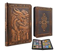 Trading Card Binder, 9 Pocket Album Zip Binder, Double-Sided 3D PU Leather for TCG, 360 Side Loading Pockets for MTG, Lorcana, Yu-Gi-Oh, Pokemon Trading Card Game Card...