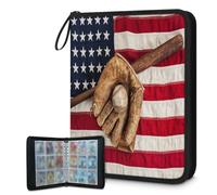 Trading Card Binder 9 Pocket Baseball American Flag Cards Binder Holder Folder American Usa Flag Card Album with Removable Sleeves Waterproof Card Book with Zipper 50 Page 900 Card Capacity