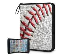 Trading Card Binder 9 Pocket Baseball Texture Sports Pattern Cards Binder Holder Folder Card Album with Removable Sleeves Waterproof Card Book with Zipper 50 Page 900 Card Capacity