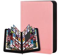 Trading Card Binder, 9-Pocket Card Album - Holds 540 Cards, Ringless & Side-Loading, Zipper Card Folder for TCG, MTG & Sports Cards (Pink)