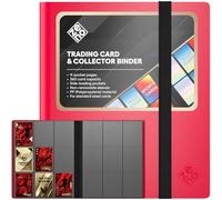 Trading Card Binder 9 Pocket, Card Collection Binder with 360 Capacity, Side Loading Nonremovable Sleeves, Durable PP (Polypropylene) Material for Standard Size Trading Cards TCG Sports Cards - Red