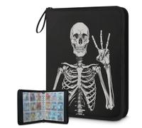 Trading Card Binder 9 Pocket Day Of The Dead Cards Binder Holder Folder Skull Card Album with Removable Sleeves Waterproof Card Book with Zipper 50 Page 900 Card Capacity