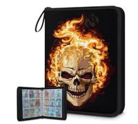 Trading Card Binder 9 Pocket Day Of The Dead Skull Cards Binder Holder Folder Card Album with Removable Sleeves Waterproof Card Book with Zipper 50 Page 900 Card Capacity