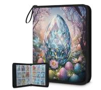Trading Card Binder 9 Pocket Eggs Cards Binder Holder Folder Flower Tree Card Album with Removable Sleeves Waterproof Card Book with Zipper 50 Page 900 Card Capacity
