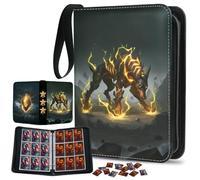 Trading Card Binder 9-Pocket Holds 900 Cards with 50 Removable Sleeves, Zipper PU Leather Collector Album Portable Card Holder with Wrist Strap, Gift for Boys Girls Kids Friends (Thunder Hound)