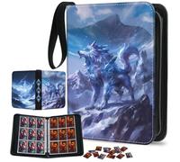 Trading Card Binder 9-Pocket Holds 900 Cards with 50 Removable Sleeves, Zipper PU Leather Collector Album Portable Card Holder with Wrist Strap, Gift for Boys Girls Kids Friends (Glacial Alpha)