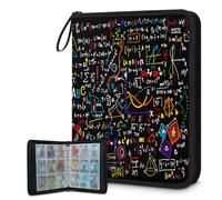 Trading Card Binder 9 Pocket Mathematical Formula Cards Binder Holder Folder Black Math Card Album with Removable Sleeves Waterproof Card Book with Zipper 50 Page 900 Card Capacity
