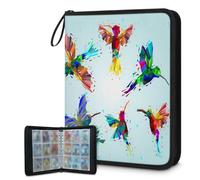 Trading Card Binder 9 Pocket Oil Birds Hummingbird Cards Binder Holder Folder Card Album with Removable Sleeves Waterproof Card Book with Zipper 50 Page 900 Card Capacity