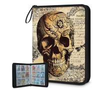 Trading Card Binder 9 Pocket Sugar Skull Day Of The Dead Cards Binder Holder Folder Card Album with Removable Sleeves Waterproof Card Book with Zipper 50 Page 900 Card Capacity