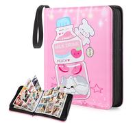 Trading Card Binder,900 Cards Collectible Trading Card Holder Case with 50 Sleeves, 9 Pocket for TCG Game Cards Collection Sports Trading Cards Collector Album (Pink milk bottle, 900 Pockets)