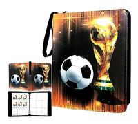 Trading Card Binder 900 Pockets, Soccer Card Binder Holder with 50 Removable Sleeves Fits 900 Sport Cards, Soccer Card Gifts Collector Album with Zipper Storage Display Case