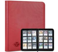 Trading Card Binder, Card Binder Album Folder Book Fit for MTG Baseball Football Sports Cards, Easy to Use Card Collection Binder (Red, 432 Pockets)