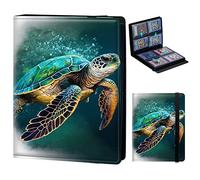 Trading Card Binder for Pokemon Baseball Football Hockey Soccer Sport TCG MTG Yugioh Cards Holder Binder Book 4-Pocket Sleeve 400 Pockets Side Loading Card Case Album-Green Sea Turtle