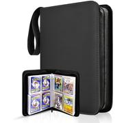 Trading Card Binder with 4 Pockets, 400 Pockets, Card Binder for Pokemon Cards with Zipper, 50 Sleeves, Card Holder, Compatible with Standard Cards, Sports Cards, Playing Cards, Gift for Boys