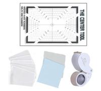 Trading Card Centering Tool Set with Alignment Guide Board, Foldable 40x Loupe, Clear Sleeves, Manual Inspection Tools for Pre-Grading Review Trading Card Centering Board Grading Prep Tool Collectible