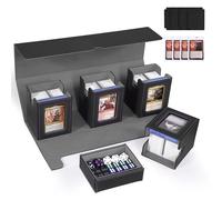 Trading Card Deck Box with Commander Display，5-in-1 MTG Storage Holds 400+ Double-Sleeved Cards，4 Deck Boxes & Dice Tray Included，Fits MTG, TCG, PTCG & Sports Cards (Black&Grey, 5-in-1)