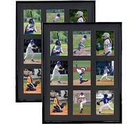 Trading Card Display Frame for 9 Standard Cards, 2 Pack, UV Protection, Black Acid-Free Mat, Sports Card Collector Wall Display, Holder for Baseball Basketball Football Hockey Pokemon Standard Cards