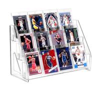 Trading Card Display Stand, 3 Tier Vertical Holder for Baseball Basketball Sports Graded Card Display Stand Tabletop for PSA BGS SGC Slabs, Snap-On Assembly